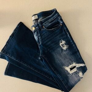 BKE Dark Blue Distressed Wide-Leg Jeans bke Stella’s women’s